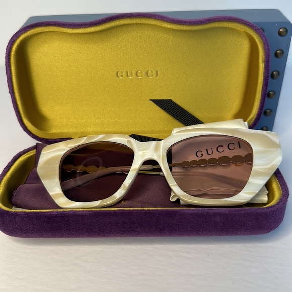 New -Gucci Silver ivory Crystal Cat Eye RunwayGg0641 Su… - Picture 12 of 15